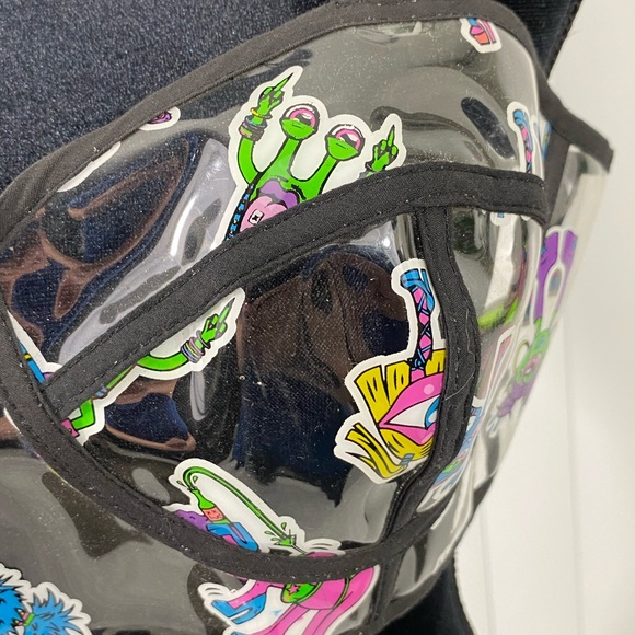 CLUB EXX Electro Terrestrial UV Monster Sticker Clear PVC Bra Crop Top Clear L - Picture 10 of 11